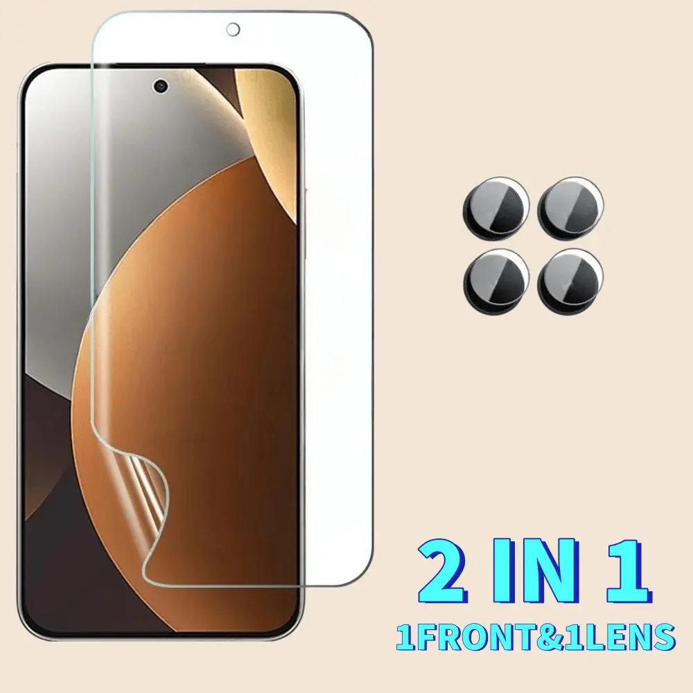 2IN1 1Piece Ultra HD Hydrogel Film Front Screen Protector+ 1Piece Camera Lens Protector, Suitable for Redmi Note 15 4G 5G 15Pro Note15 Pro Pro+ ProPlus Series, New Upgrade of Toughened Film, Ultimate Protection, New Experience