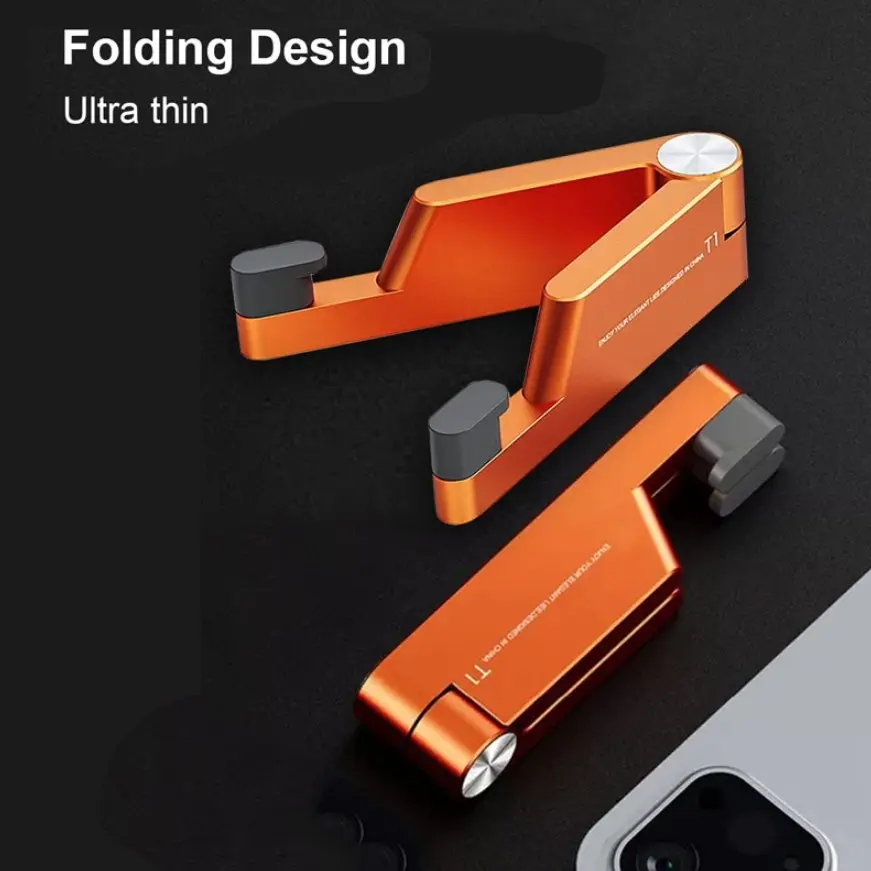 Portable Flexible Phone Tablet Stand, Aluminum Alloy Material, Shockproof, Foldable Mini Magnetic Stand, Desktop Phone Stand Accessory