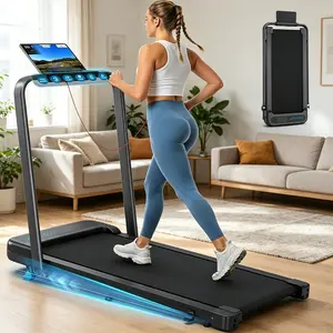 Foldable Treadmill with Incline, 320+ LBS Capacity Portable Walking Pad, Low Noise 3.0HP Smart Voice Control Treadmill with Handlebar, 4 Control Modes & Auto-Alignment Belt for Home Office Jogging Running
