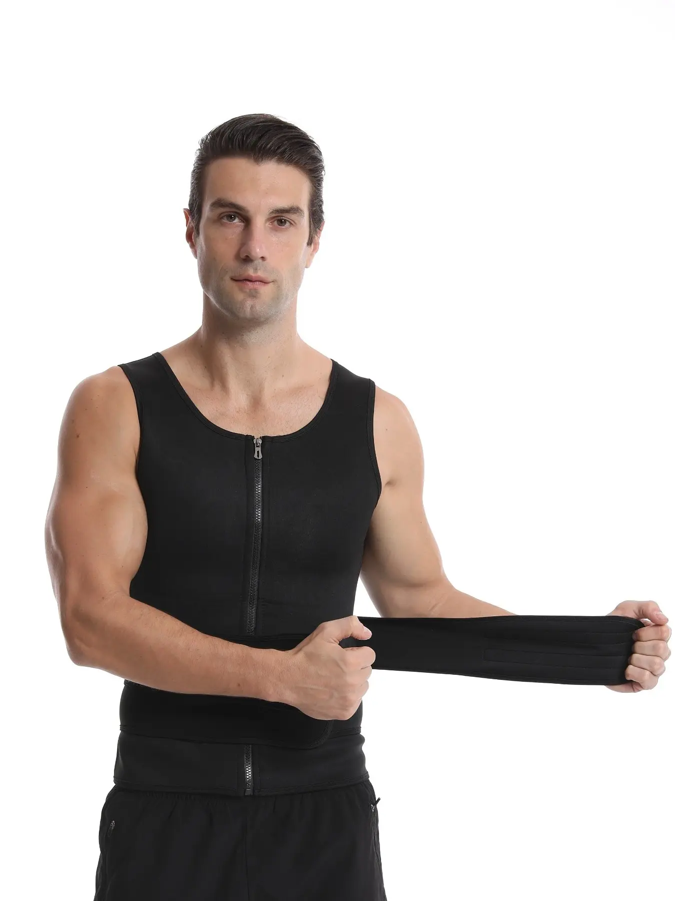 Men's Chloroprene Sports Tank Top, Compression Training Shirt, Adjustable Waist Support, Ideal for Fitness and Workout Training