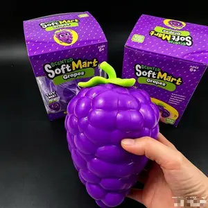 Jumbo Purple Grape Squishy Toy - Extra-Large TPR Flour-Filled Stress Ball, Soft Stretchy Anxiety Relief Sensory Fidget, Desk Toy for Office, Party Favor Birthday Gift for Kids
