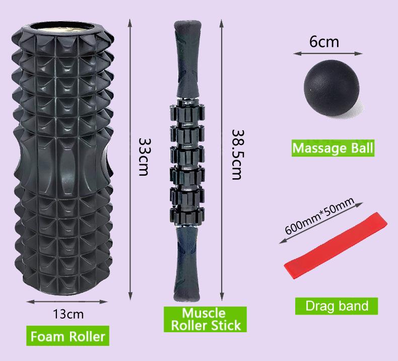 6-Piece Set - Foam Roller Set for Muscle Massage High Density Deep Tissue Massager for relaxing muscles after a gym workout，foam roller