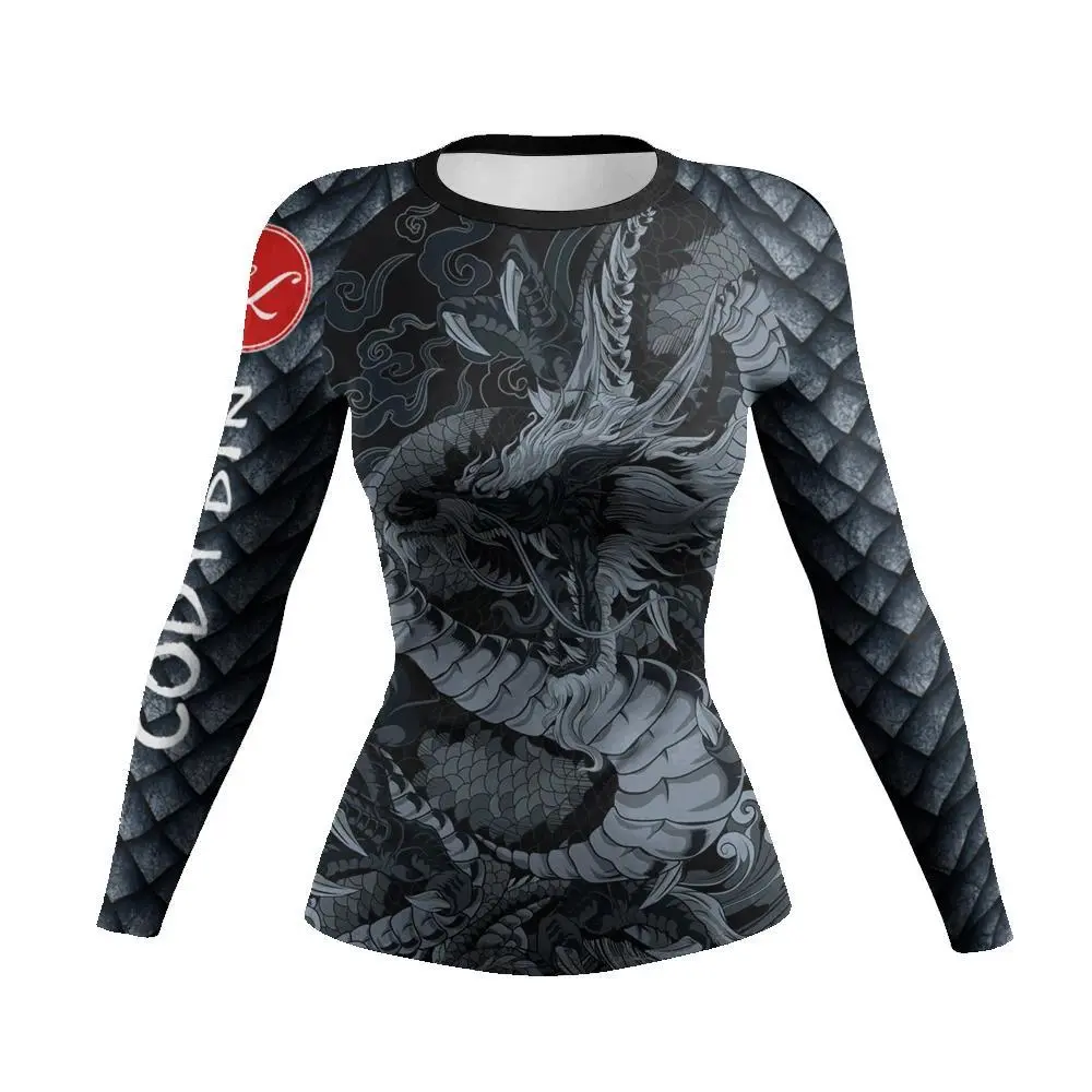 Women MMA Compression T-Shirt Tights Jiu Jitsu Rashguard Sport Boxing T-Shirts 3D Printed Gym Kickboxing Sportswear Shirt Tops