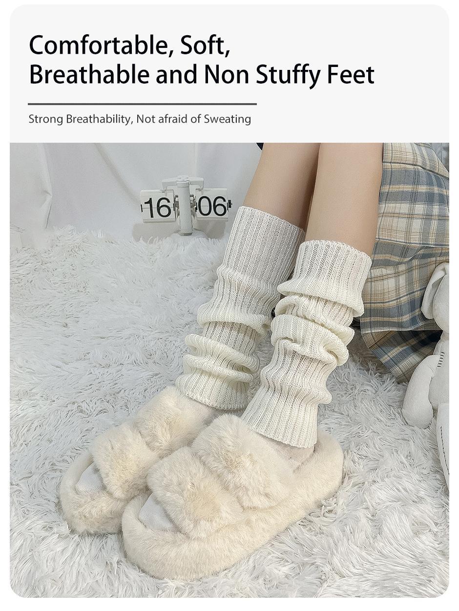 2 Pairs of Women's Four-season Autumn and Winter Solid Color Harajuku Fashion Wear Trendy Simple JK College Style Pile Socks