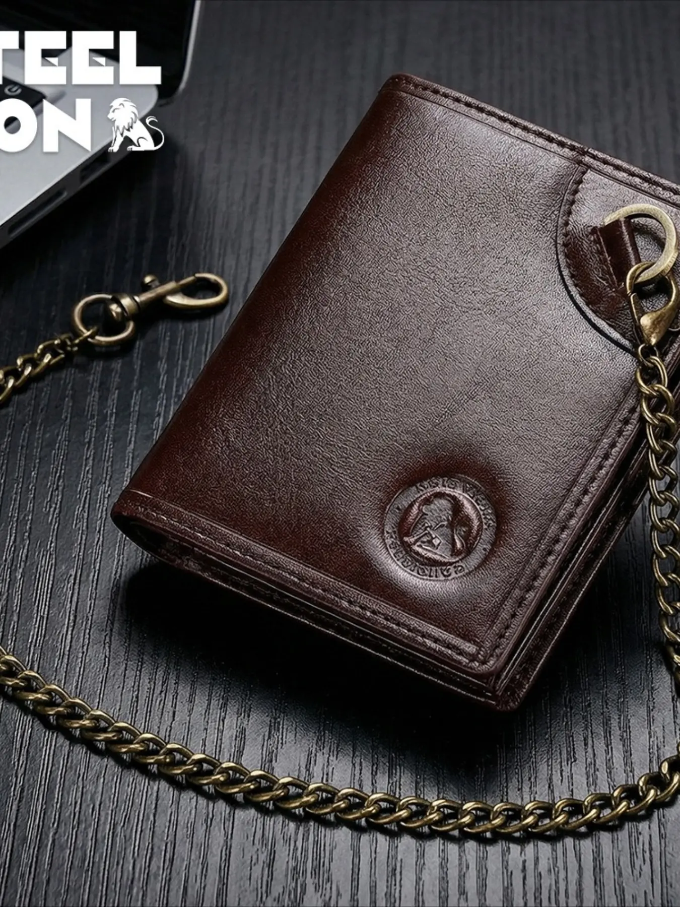 STEEL LION Leather Men's Card Bag Multifunctional New Wallet First Layer Cowhide Retro Trend Vertical Wallet