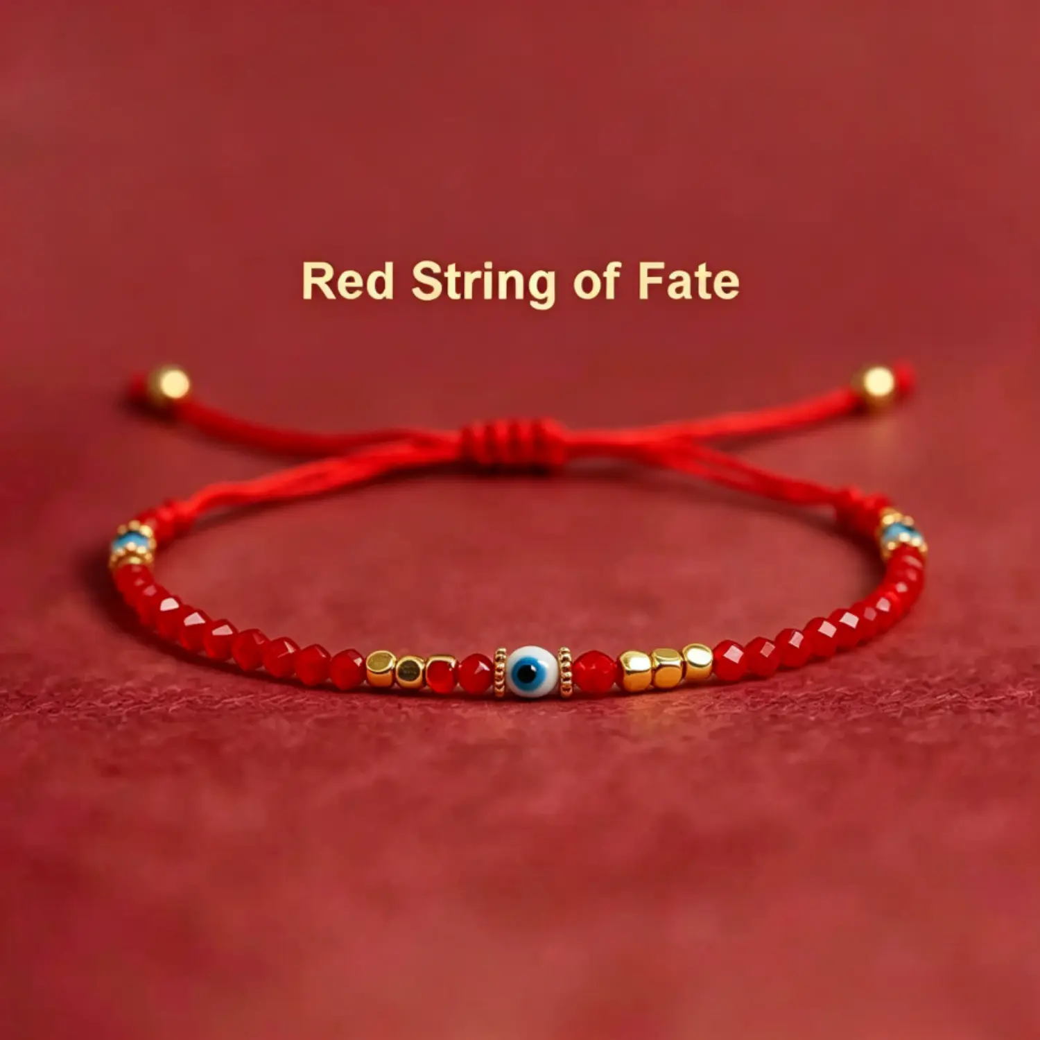 Retro Ceramic Bead Red Bracelet - Symbolic Bracelet for Wealth & Prosperity, Elegant Daily Wear Red String of Fate Bracelet For Men Women Unisex Protection and Good Luck