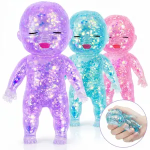 Glitter Squishy Toy, 4" Soft Squeezable Fidget Toy, Cute Sparkly Sensory Decompression Doll for Anxiety Relief, Slow-Rise Stress toy for Adults, Desk Decor, Perfect for Birthday Gifts, Party Favors & Classroom Prizes