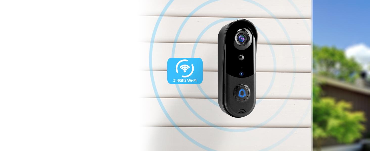 Video Doorbell Camera, HD WiFi Wireless Battery Power Operated Motion Detector Audio&Speaker Night Vision,IP65 Outdoor Waterproof with Doorbell Chime for iOS&Android