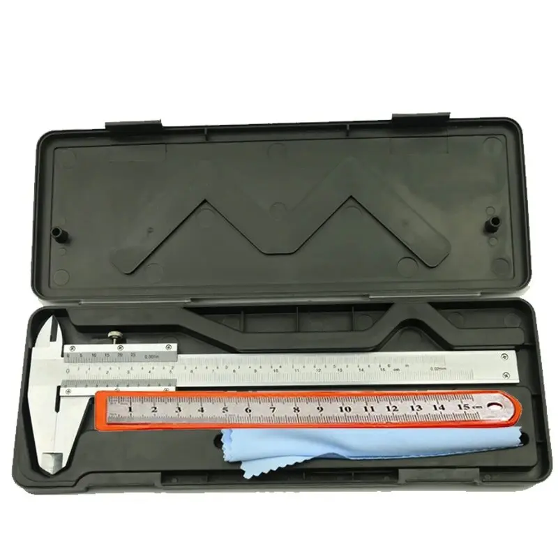 High Precision 0.02mm/0.001" Steel Vernier Caliper 0-6Inch/0-150mm Manual Caliper Durable Slide Caliper Measuring Tool