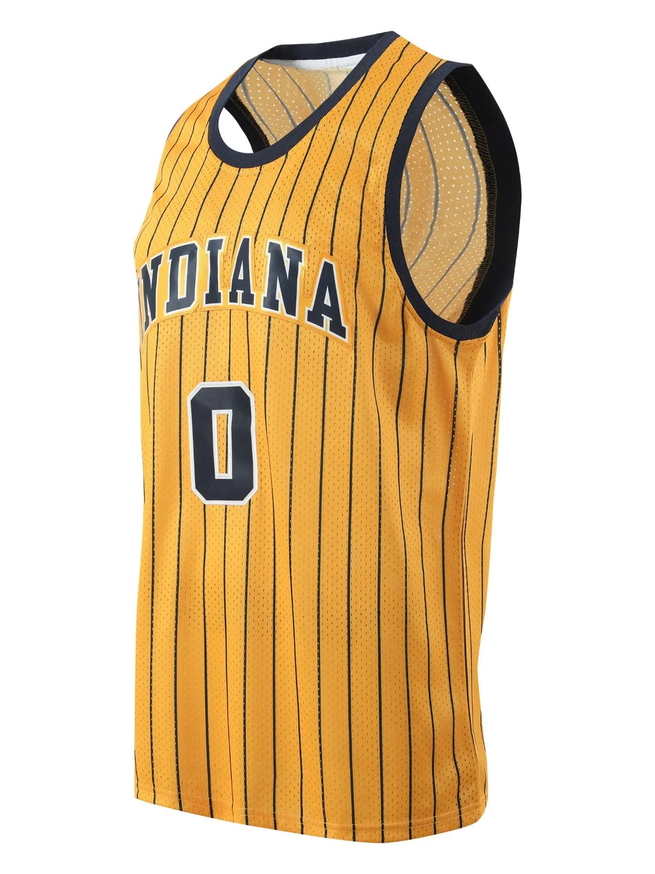 Men's 0 Yellow Basketball Jersey Embroidered Sports Wear, Casual Long Sleeve Fitted H-Type Backless Top, Unlined Letter Pattern Design, Athletic Top