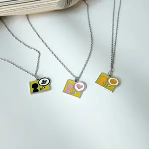Gift Ready Mood Window Pendant Necklace, Cute Apartment Display Card Enamel Charm Necklace, y2k necklace Cozy Gamer Jewelry Gift for Friends Teens