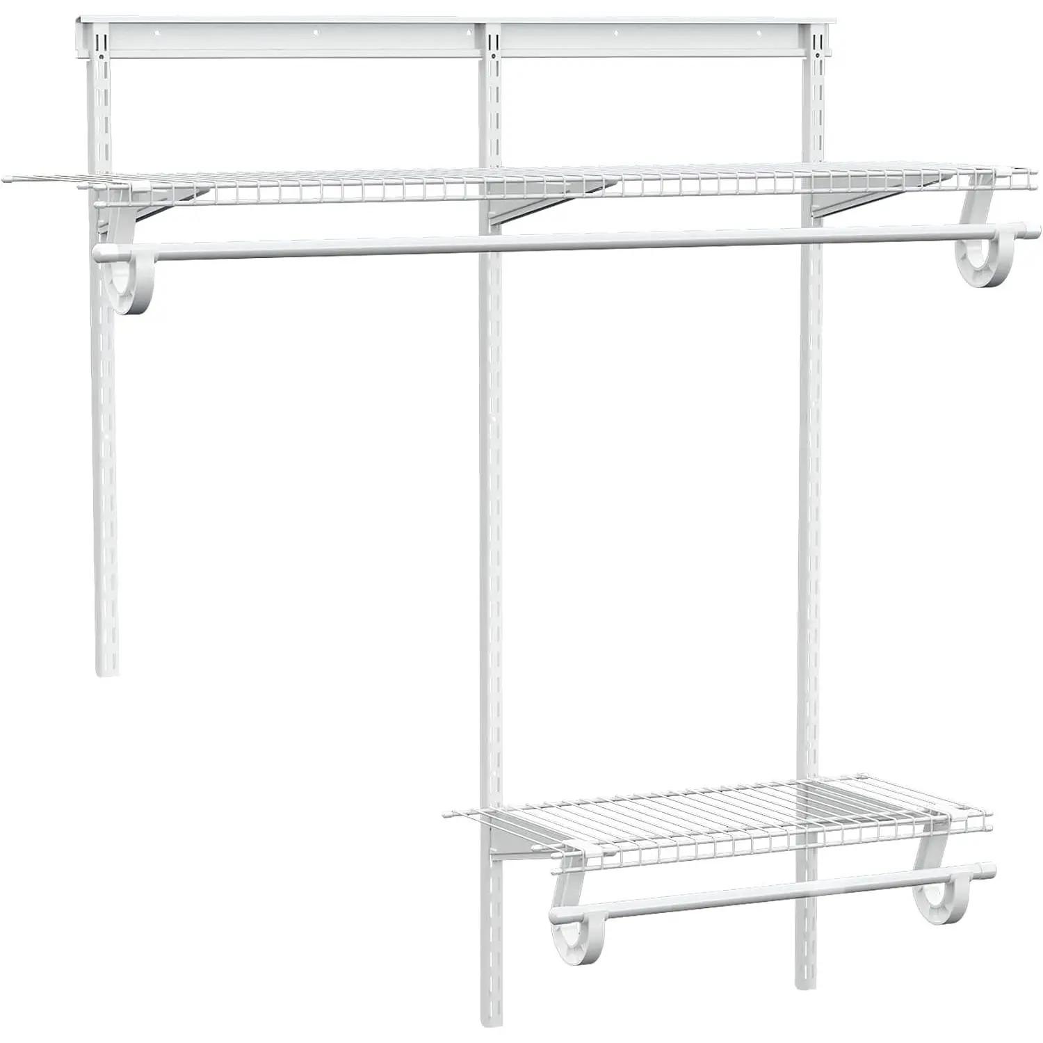 2-4 Ft. White Custom Insert Wire Closet Organizer System Kit | Adjustable Wall Mounted Metal Wire Closet Shelving System, Closet Shelves with  Rods for Pantry Laundry Mudroom
