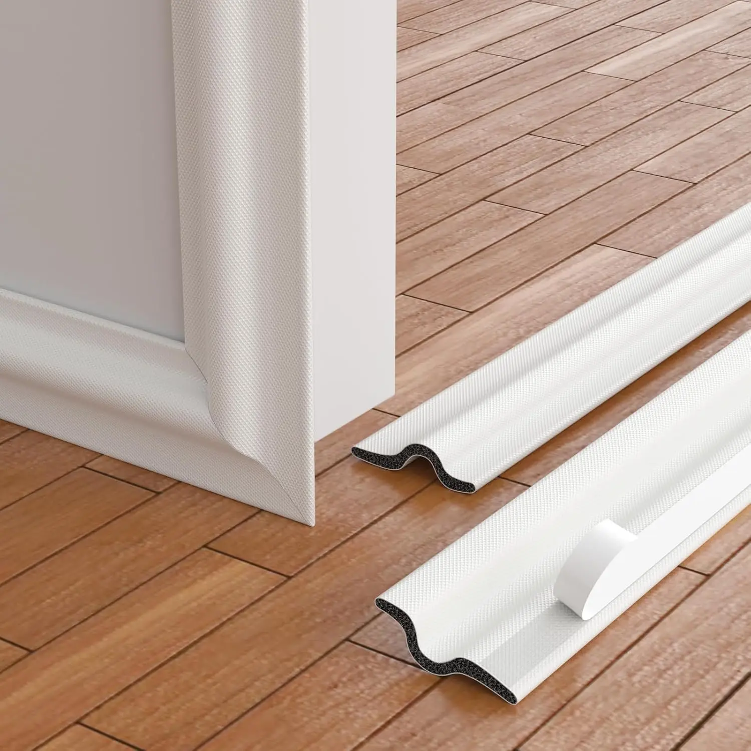 118 Inch  Door Weather Stripping Window Seal Strip for Door Gap Filler Bottom Side,Adhesive Weather Strip for Door Frame Seal Tape,Soundproofing Window Insulation Door Draft Stopper Gap Seal,White