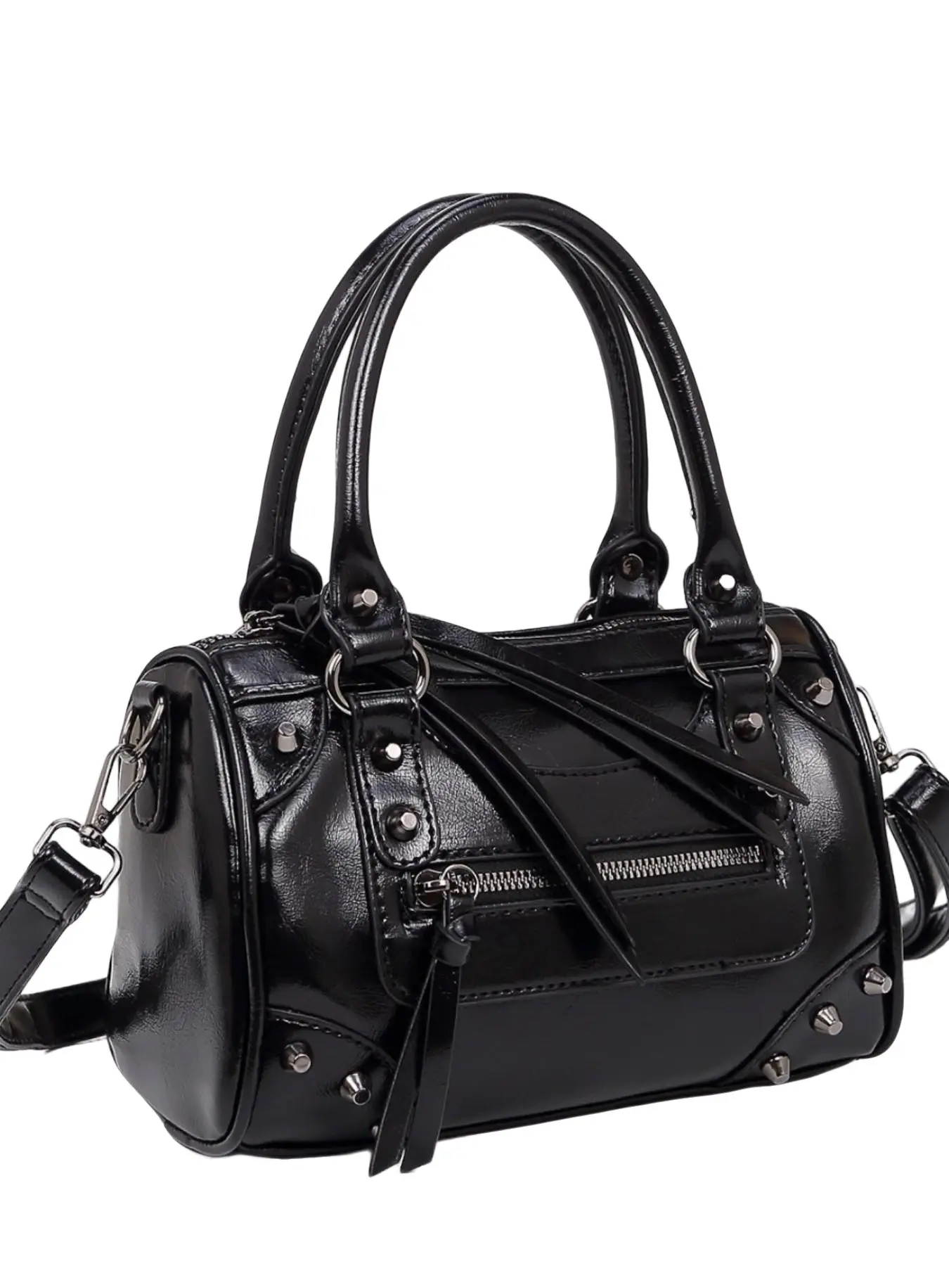 Ladies' retro vegan motorcycle tote bag washed with spicy girl wasteland style front pocket soft shoulder bag Casual Crossbody detachable shoulder strap Adjustable Crossbody Bag fashionable large capacity street Y2K handbag, woven with tassel design