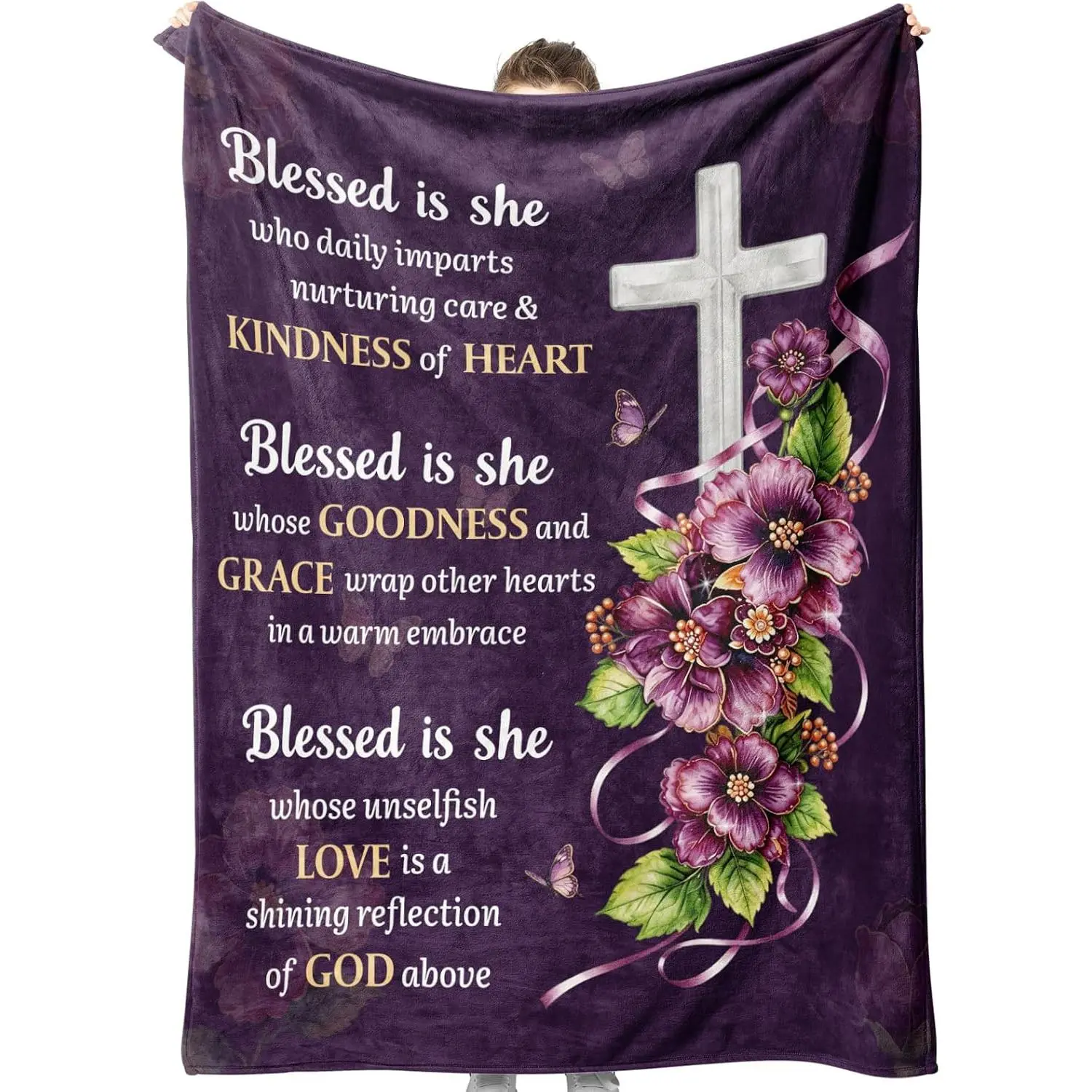 Christian Gifts for Women, Religious Faith Prayer Gifts for Mom, Godmother, Grandma, Sister, Soft Throw Blankets 50''x 60''