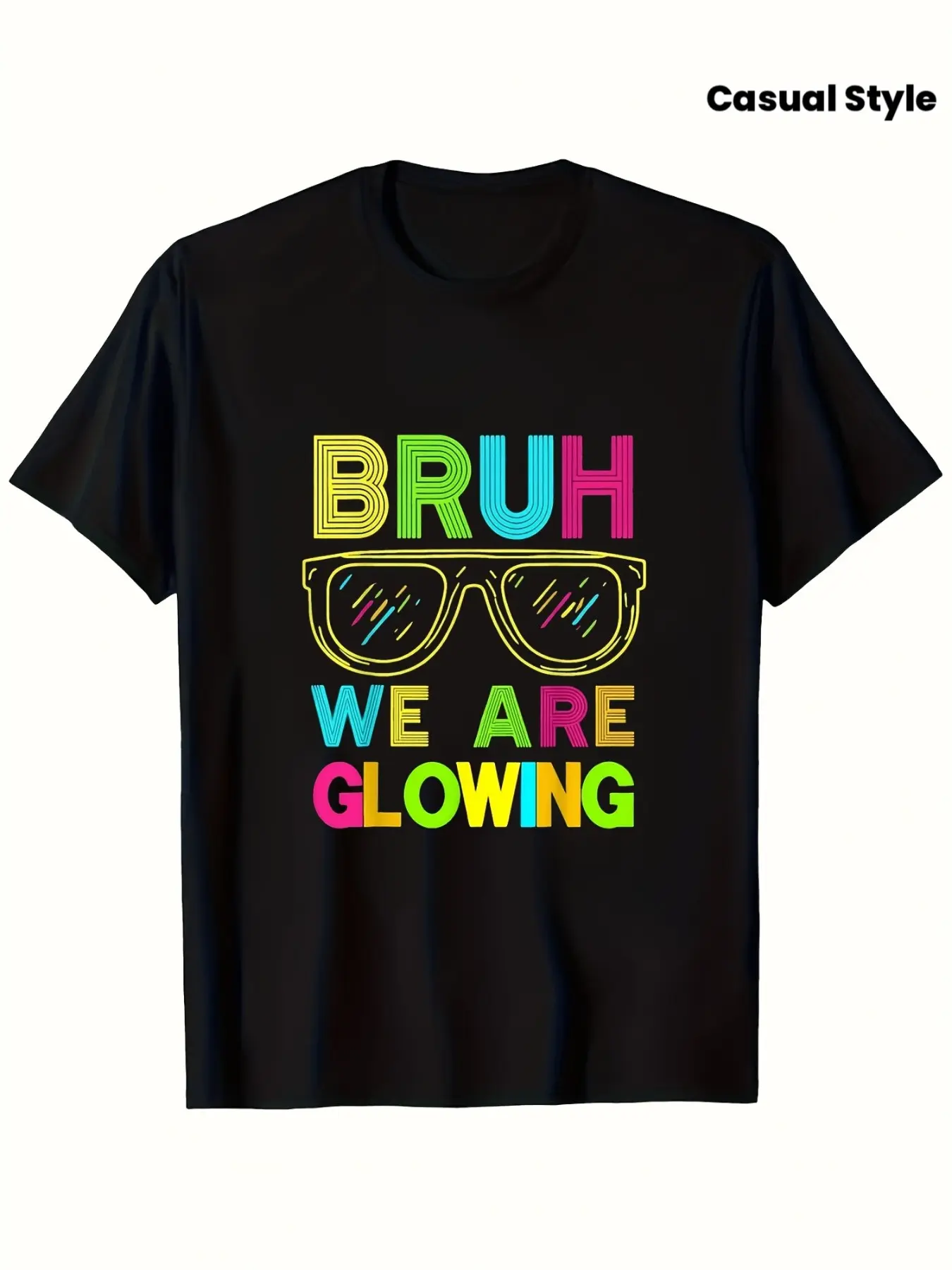 Neon Fluorescent Tie-Dye T-Shirt, Soft Loose Fit, Neon & Letters, Birthday Party, School Group Wear, Summer Daily Dress