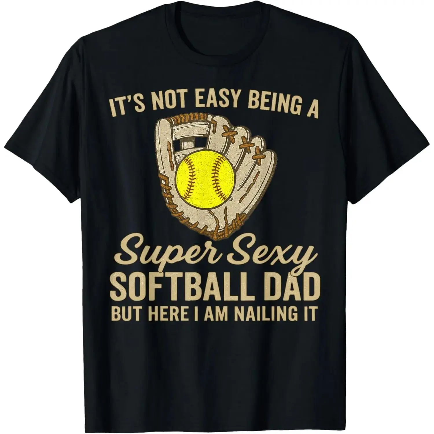Menswear Funny Softball Dad Graphic T-Shirt -  Short-Sleeve Vintage Casual Distressed Top, Funny Softball Lover Gift for Men, Tshirt, Shortsleeve, Humorous Softball