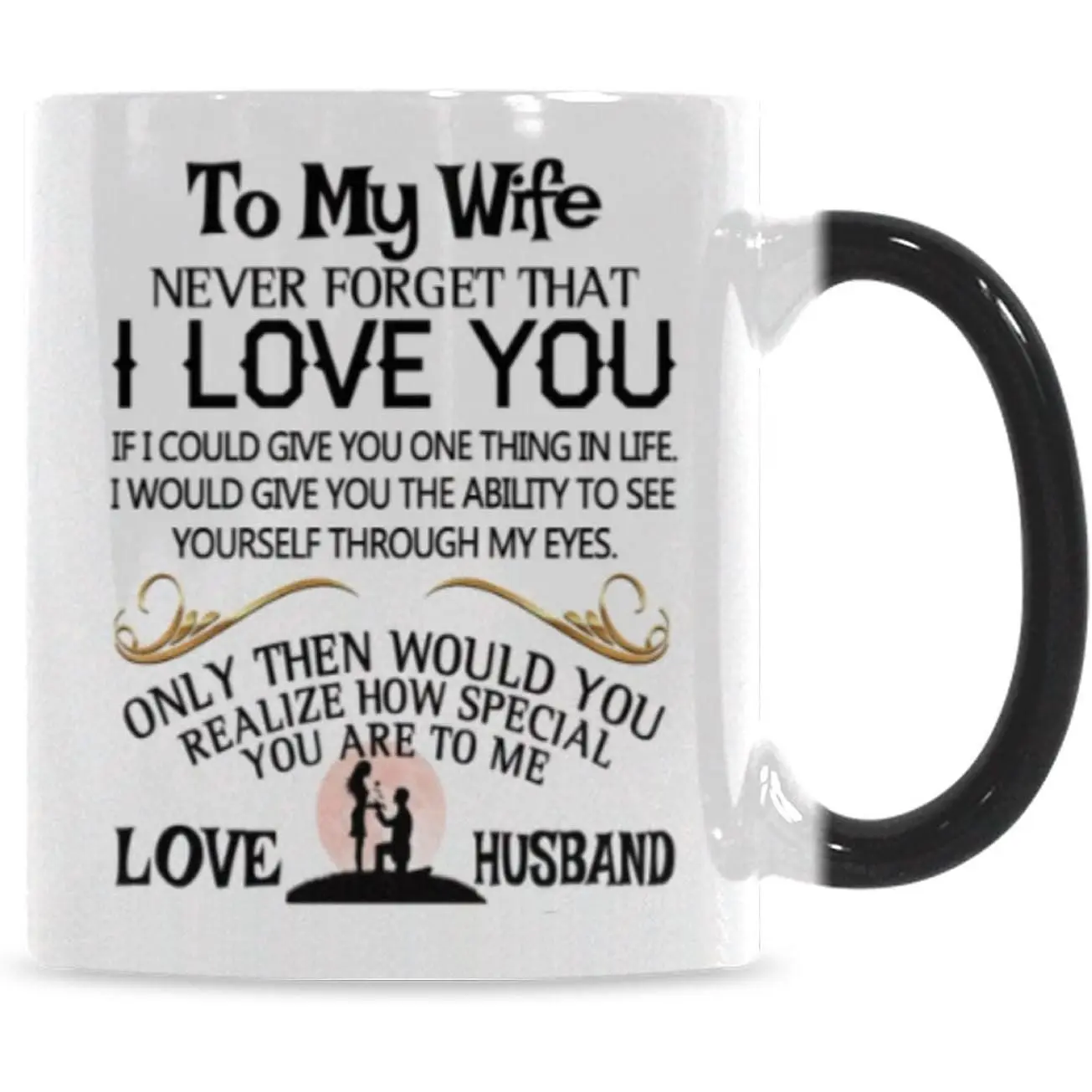 Funny Heat Reveal Changing Color Cup 11 Ounce Ceramic Cup, To My Wife Never Forget That I Love You Coffee Mug or Office  Cups For Wife Birthday, Valentine, Wedding Mug