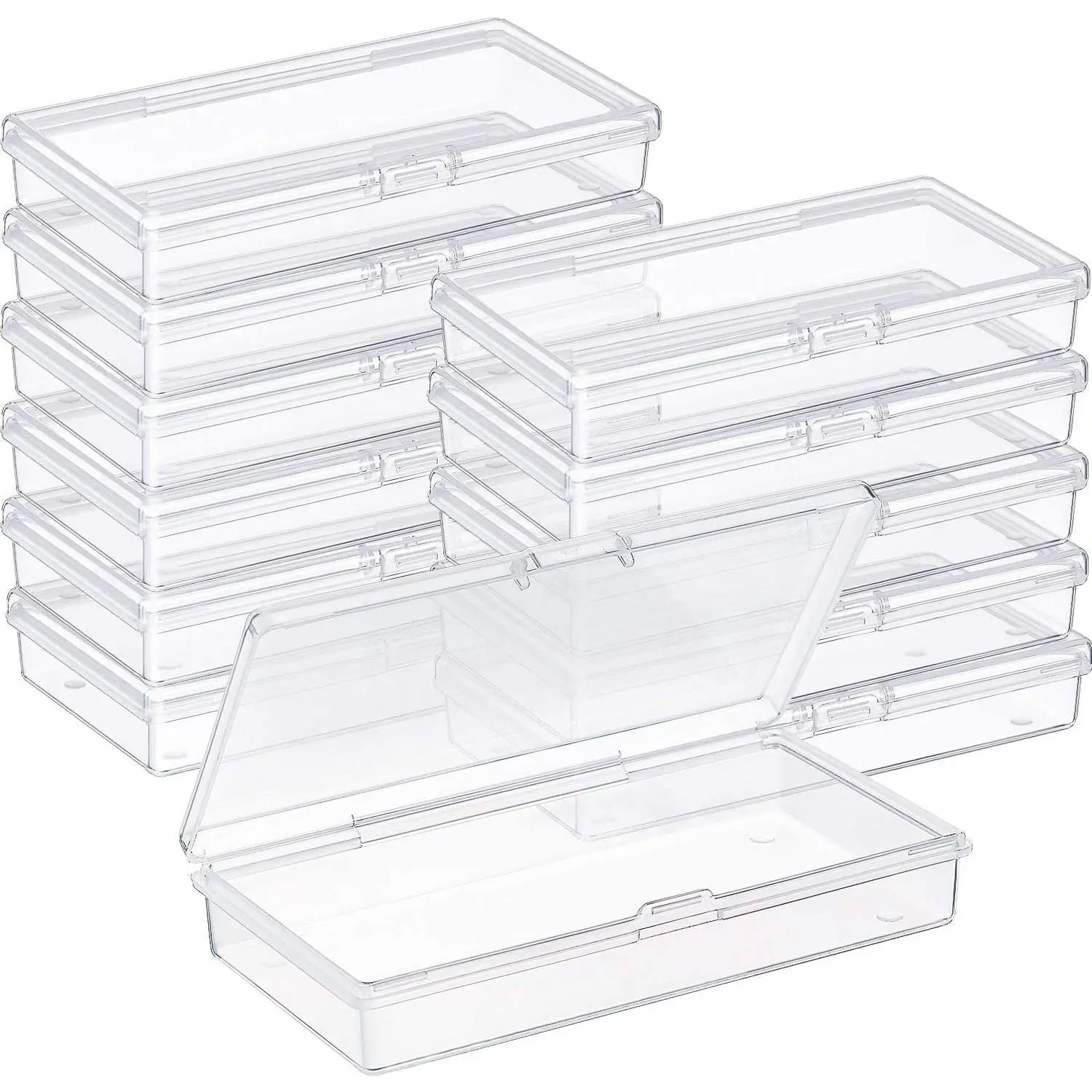 12 PCS Clear Bead Storage Containers with Hinged Latch Lids, Portable Mini Organizer Boxes for Pills, Jewelry, Buttons, Screws and Game Pieces