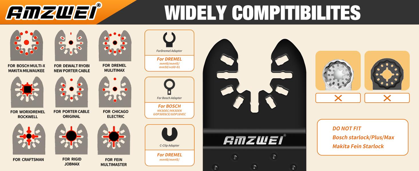 AGS 100PCS Oscillating Tool Blades, Titanium & HCS Oscillating Saw Blades for Metal/Wood/Plastic Cutting, Curved Edge Multi Tool Blades Compatible with Dewalt, Milwaukee, Dremel, Ryobi, Rockwell