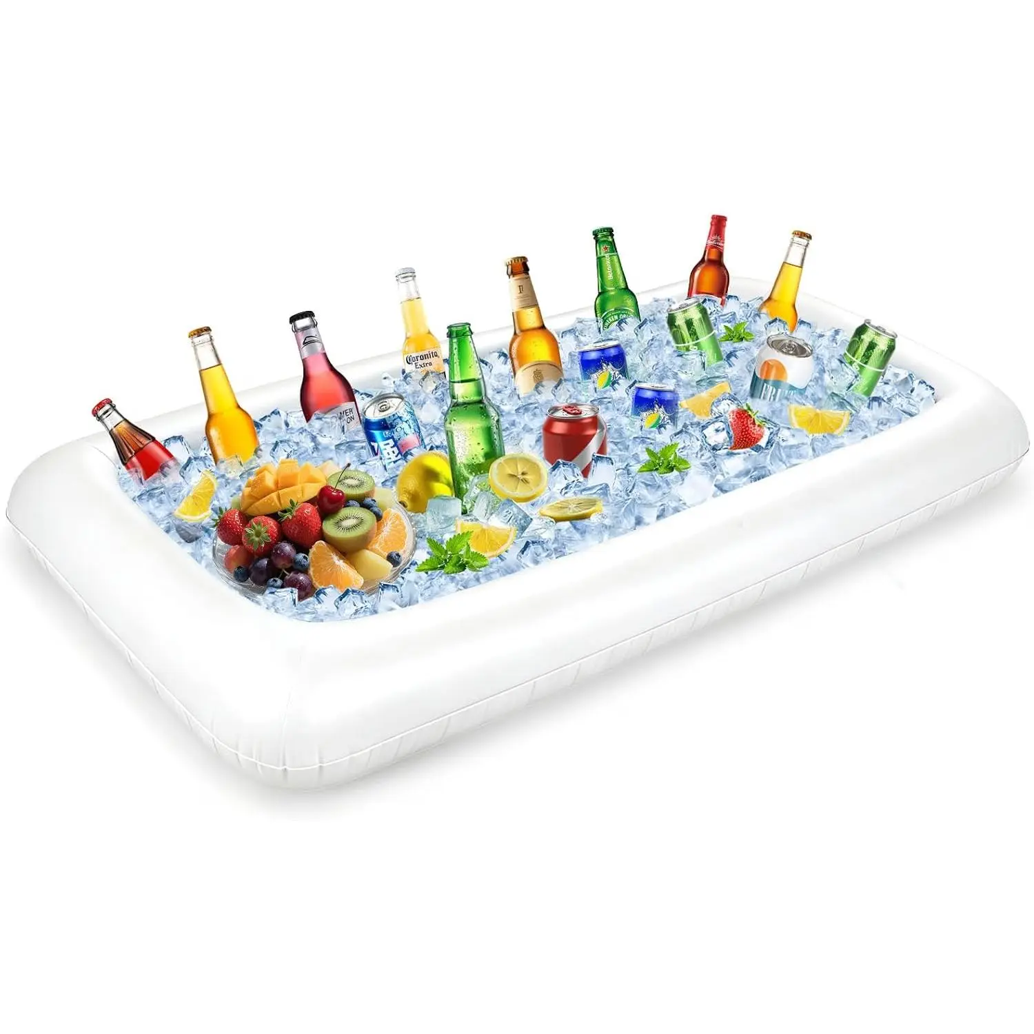 Large Inflatable Ice Serving Bar for Food, Drinks, Salad, Floating Buffet Cooler Tray with Drain Plug for Pool Party, BBQ, Picnic, Camping, Beach, and Outdoor Supplies
