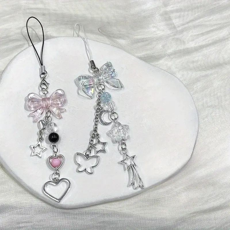 2pcs/Set Creative Sweet Asian Style Butterfly Phone Charm Phone Pendant Picture Style