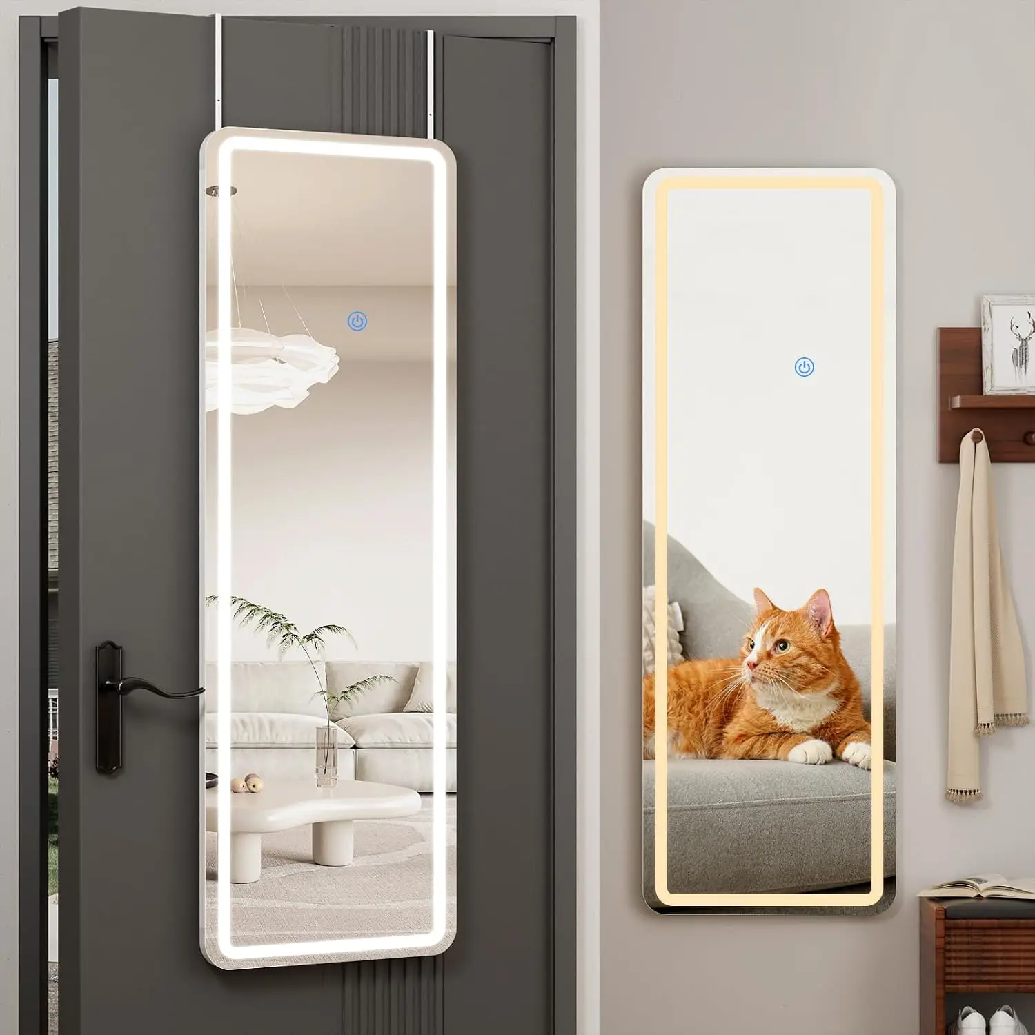 Full Length Mirror Door  with LED Lights 48"x16"