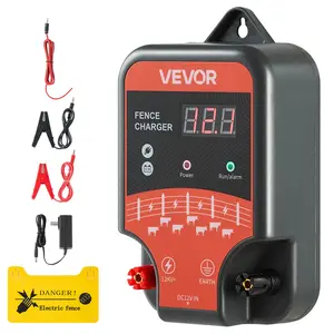 VEVOR Electric Fence Charger, 10kV 3J, AC DC Electric Fence Energizer with LED Indicator, 1.86 Miles Range, Powerful Plug-in Fences Charger, Prevents Wild Animals Intrusion for Livestock Poultry