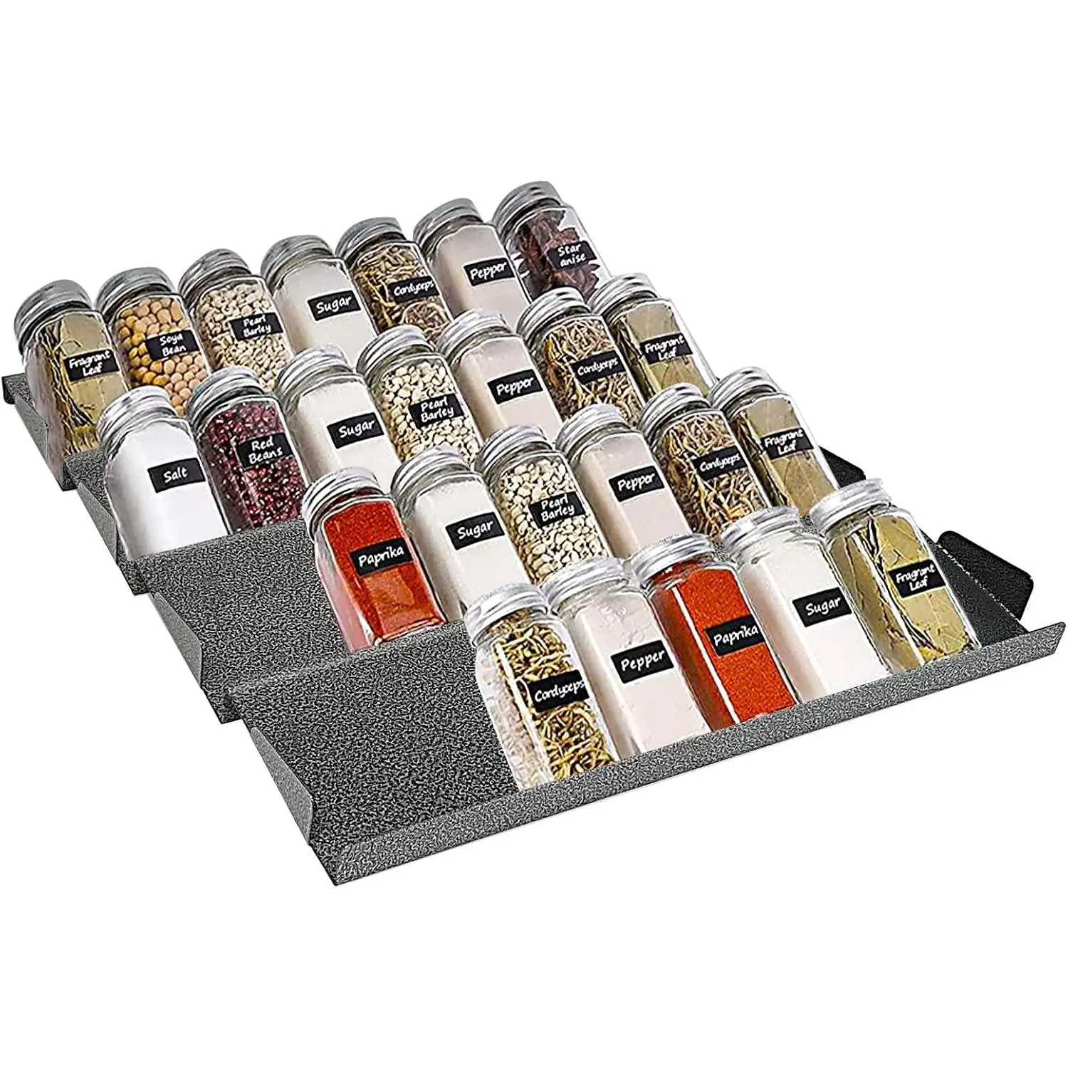 Drawer Organizer for Kitchen, Adjustable Expandable  Rack Tray Insert 4 Tiers for Cabinet Drawer, 12.8" Wide x 17.5" Deep