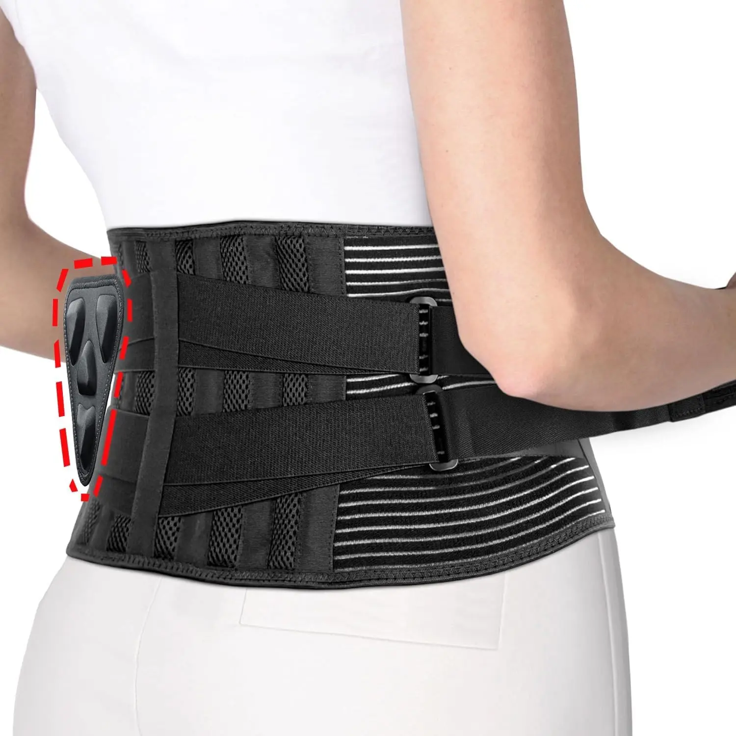Back Brace for Lower Back Pain Relief Women & Man From Sciatica, Herniated Disc, Scoliosis, Breathable Back Support Belt With 4X Alternative Strips and Lumbar Pad for Home & Lifting at Work (Medium)