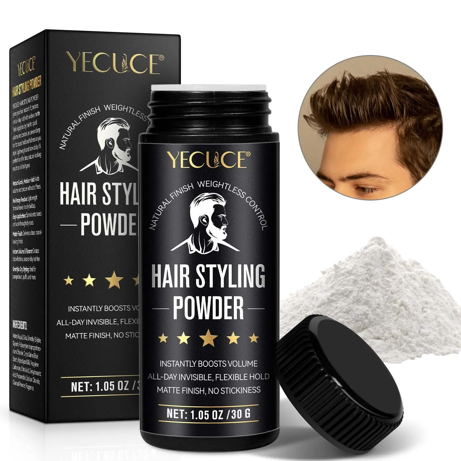 Hair Styling Powder, 1 Piece/3 Pieces, 30g Each, Natural Ingredients, Long-Lasting Hold, Volumizing and Oil Control, Portable Hair Care