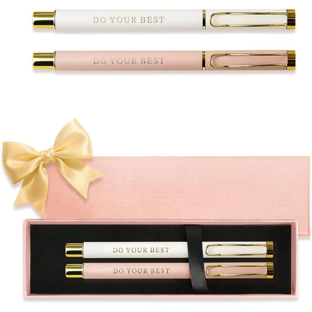 2 count Fancy Ballpoint Pen Sets for Women, Cute Ball Pens with DO YOUR  Words, Elegant Nice Writing Professional Black Ink Pens for Women,  White