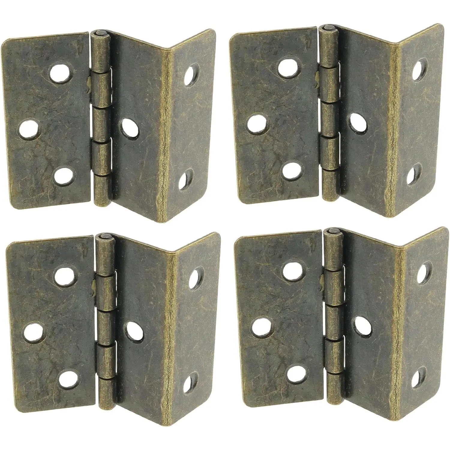 4 count Three Fold Retro Hinge Chest Hinges Hardware Three Fold Hinges Three Fold  Box Hardware (with Screws) for Doors Cabinets Furniture  Boxes   Boxes (Bronze)