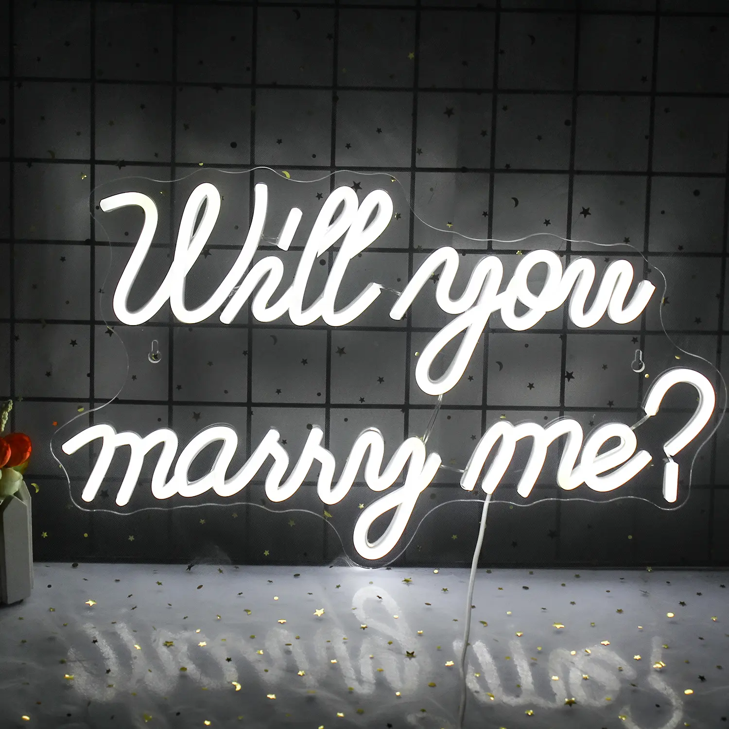 Will You Marry Me Neon Sign, USB Plug LED Luminous Wall Hanging Neon Light, Decorative Light for Home, Proposal, Engagement, Wedding Scene, Led Neon Lights