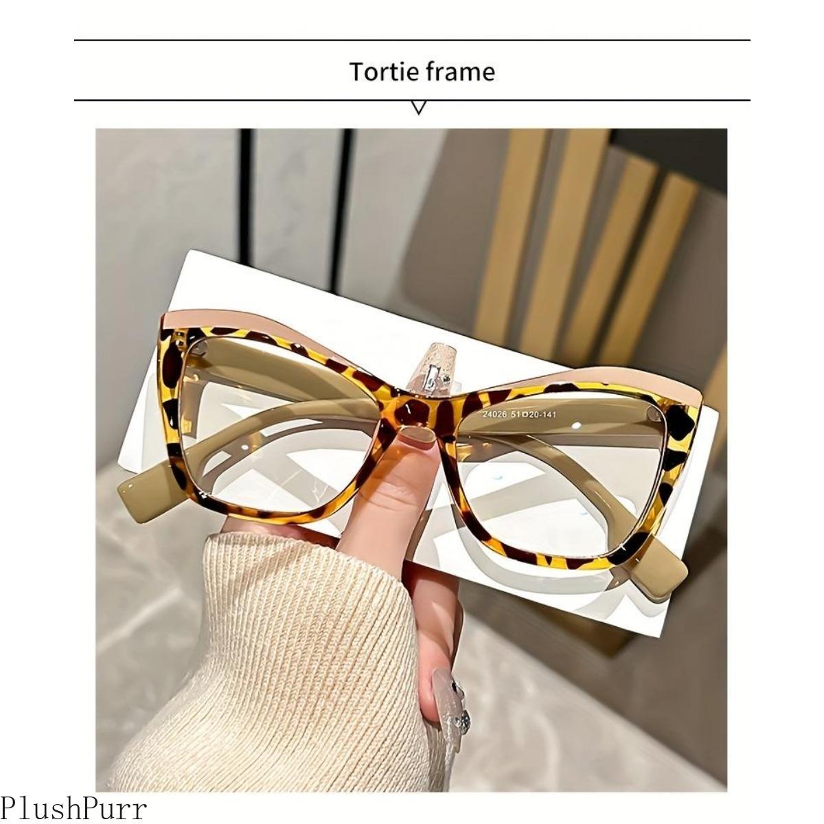 Chic Cat-Eye Blue Light Blocking Glasses, Retro Tortoiseshell Design, Full-Rim PC Frame, Fashionable Computer Eyewear for Women