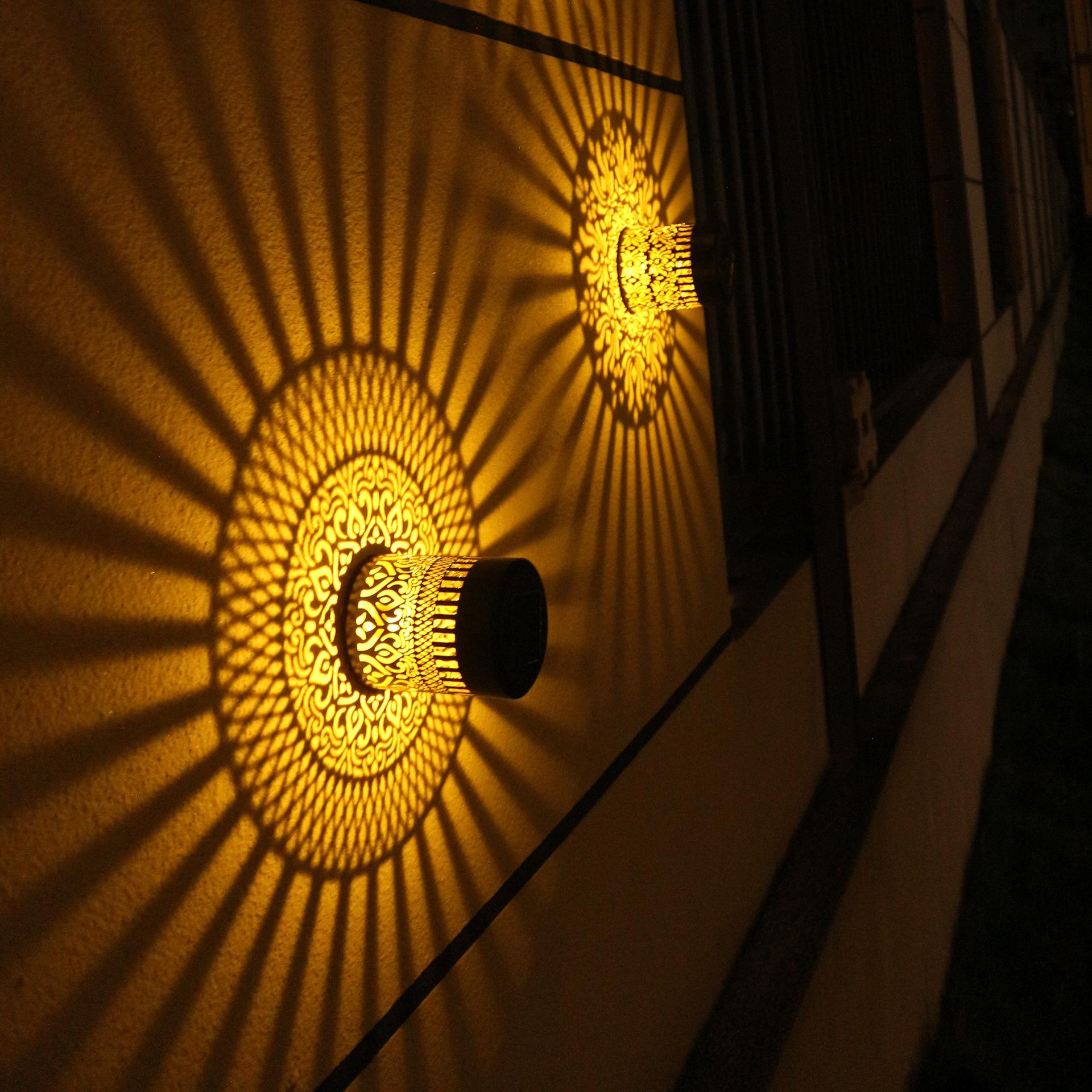 Solar-powered lawn lights, outdoor waterproof garden lights, hollow projection lights, ambient lights, garden decorative ground lights, popular mandala design