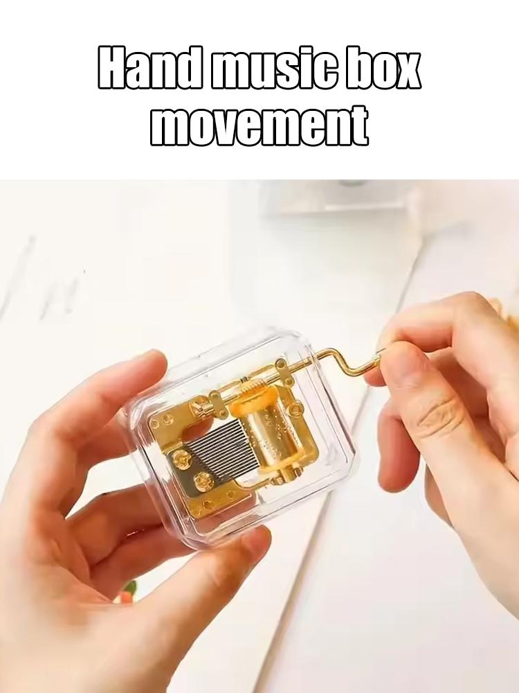1PC Creative Gift Valentine'S Day Graduation Gift Gold-Plated Hand-Cranked Music Box Music Bell Music Box Movement
