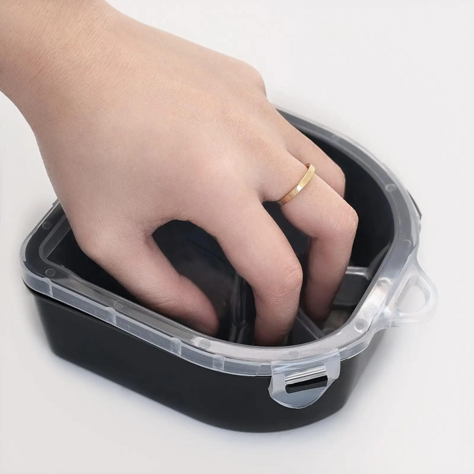 Nail Enhancement Double-Layer Five Finger Soaking Hand Bowl, Plastic Soaking Hand Bowl, 5-hole Dead Skin Removal Water Container Tool, Manicure Soaking Tray Polish Remover Hand Soaker Bowl Easy to Use