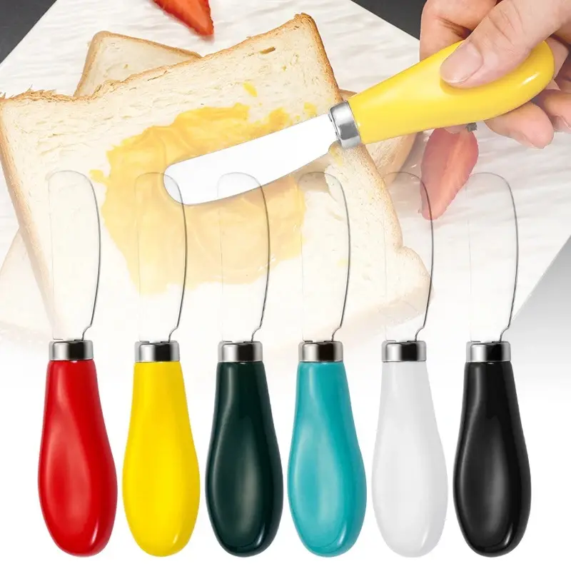 Stainless Steel Cheese Knife Ceramic Handle Butter Knife For Butter Bread Jam Cream Spatula Baking Cake Scraper