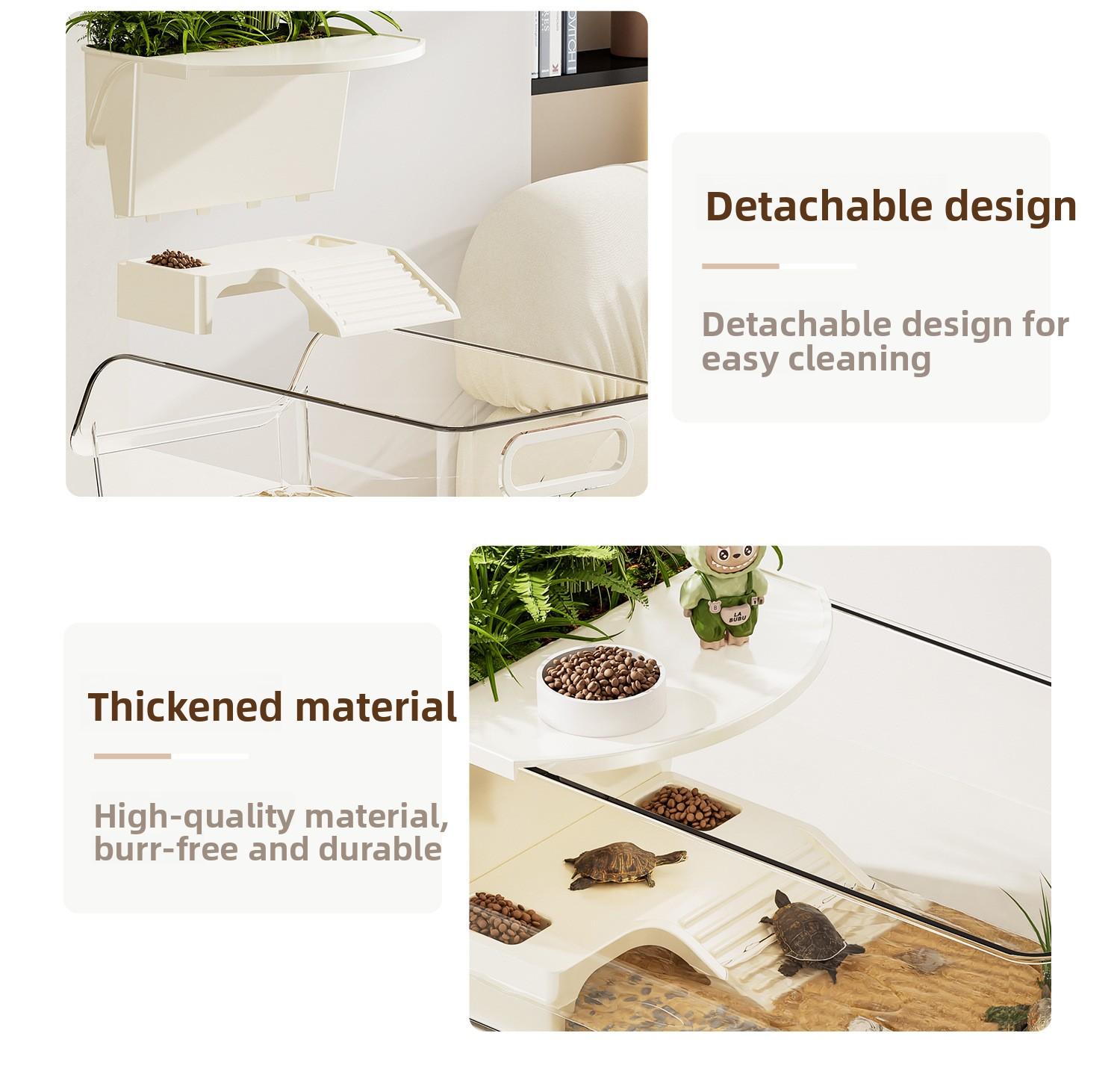 Single-compartment turtle breeding tank, household fish tank, large-capacity storage box, ecological landscaping, reptile terrarium, desktop turtle tank