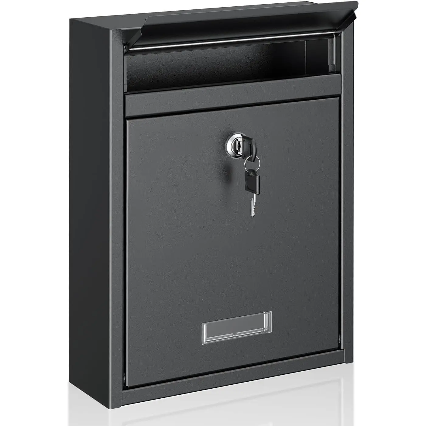 Wall Mount Mailbox for Outside, Locking Mail Box, Black | Large Mailbox with Key Lock,  Mail Box for House, Safe Key Drop Box, Steel  Drop Box for  Office School