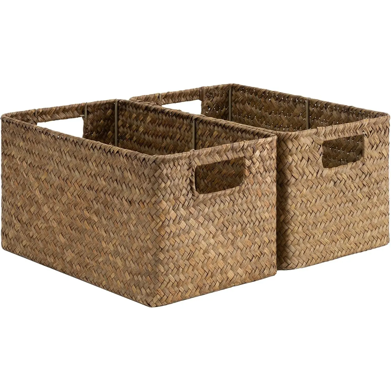 StorageWorks Large Wicker Baskets for Storage, Woven Baskets for Shelves| Seagrass Baskets, Wicker Baskets for Organizing, Wicker Storage Baskets for Shelves, Large Basket,Woven Baskets for Storage
