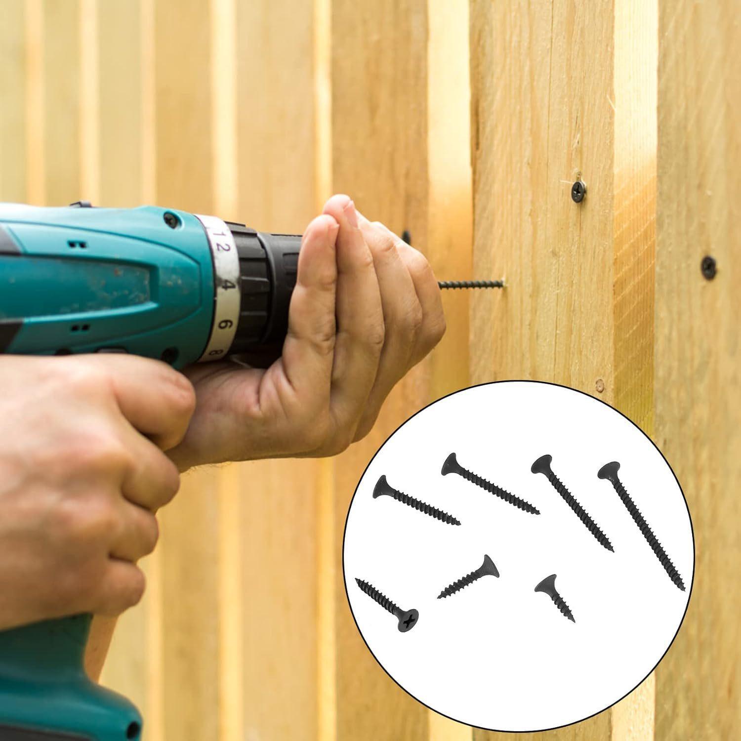 220-Piece Self-Tapping Screw Set, M3.5 Sizes, Flat Head Cross Philips, Carbon Steel, Durable, Ideal for Wooden Furniture, Wood Screws, Screws Assortment Kit, Hardware
