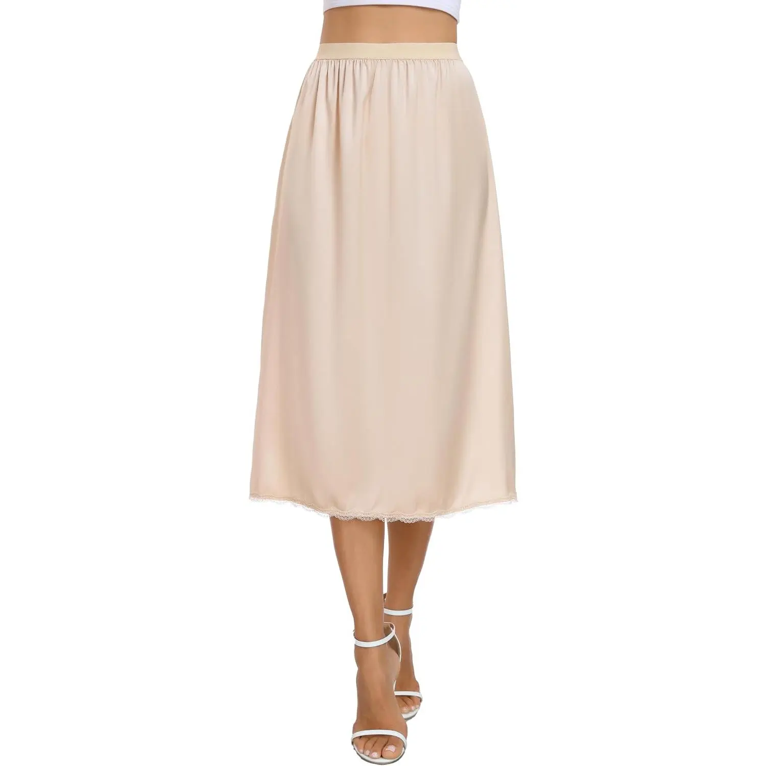 Women's Satin Half Slip for Under Dress Long Underskirt Soft Under Slips for Women Under Dresses Size S-XXLGift.