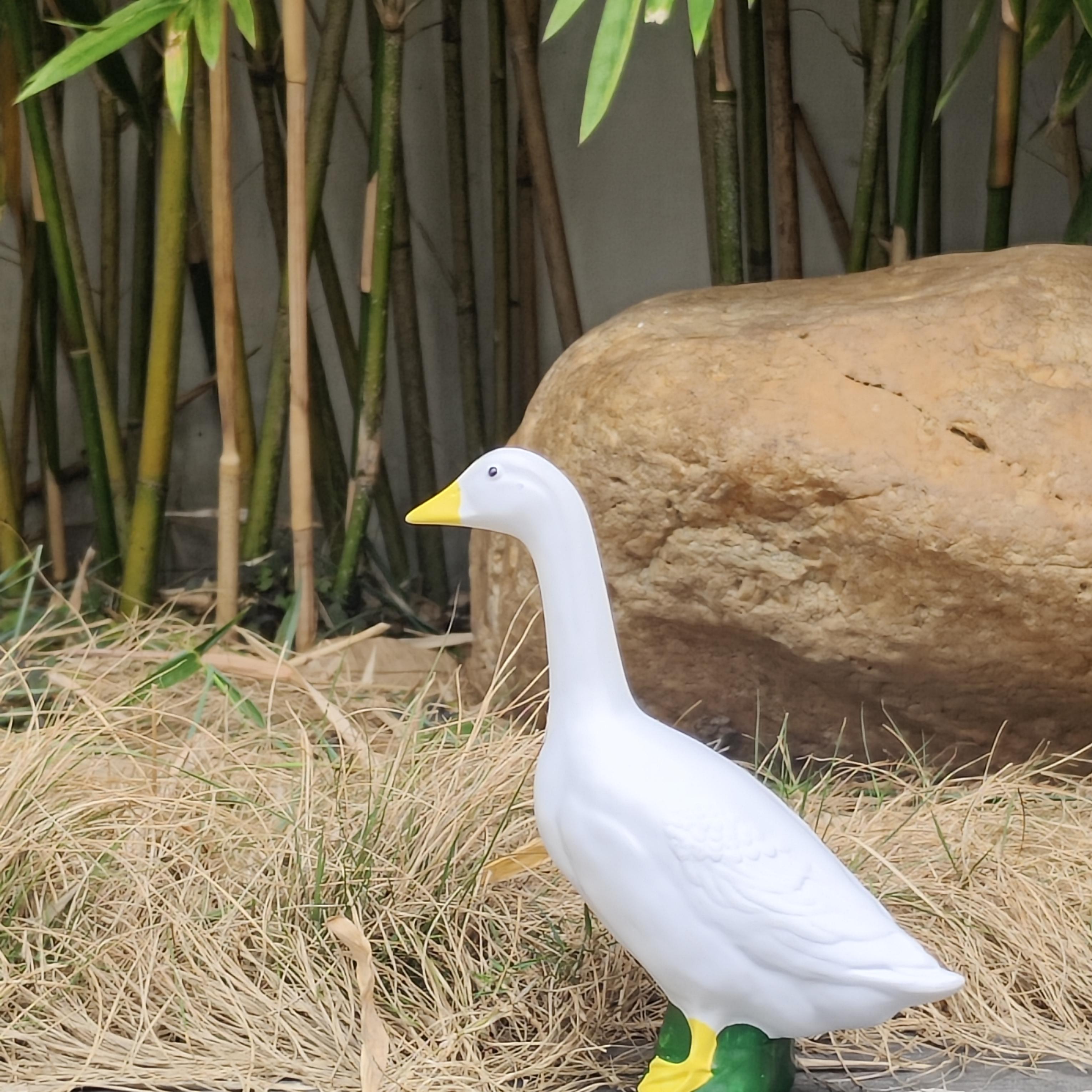 Realistic Resin White Goose Statue| Weatherproof Garden & Pond Figurine| Aesthetic Cottagecore Outdoor Decor| Cute "Silly Goose" Desktop Buddy for Home & Office Decoration Avifauna