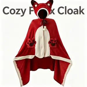 Fox Theme Wearable Blanket, Comfortable Wrap Blanket, Perfect for All Seasons, Ideal Gift for Holidays, Cozy Nap Blanket