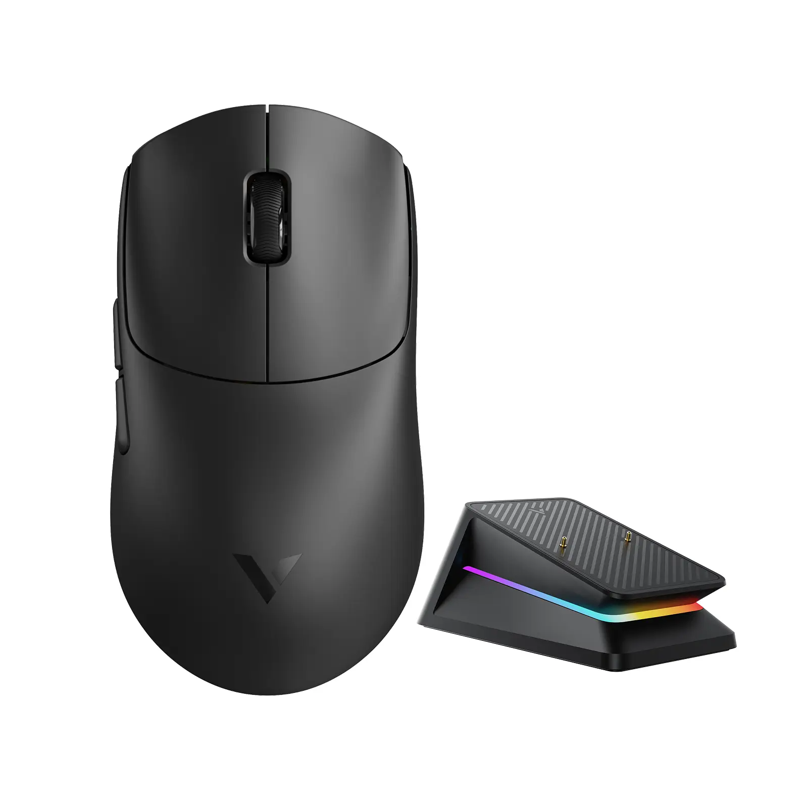 Rapoo VT0 Wireless Gaming Mouse with P5 RGB Mouse Charging Dock - True 8K Polling Rate, 26000 DPI, 49g Lightweight, Up to 750 Hr Battery, Nordic nRF54L15 MCU, 100M Mechanical Switch, 8 Programmable Buttons, On-Board Memory, Compatible with PC, Mac