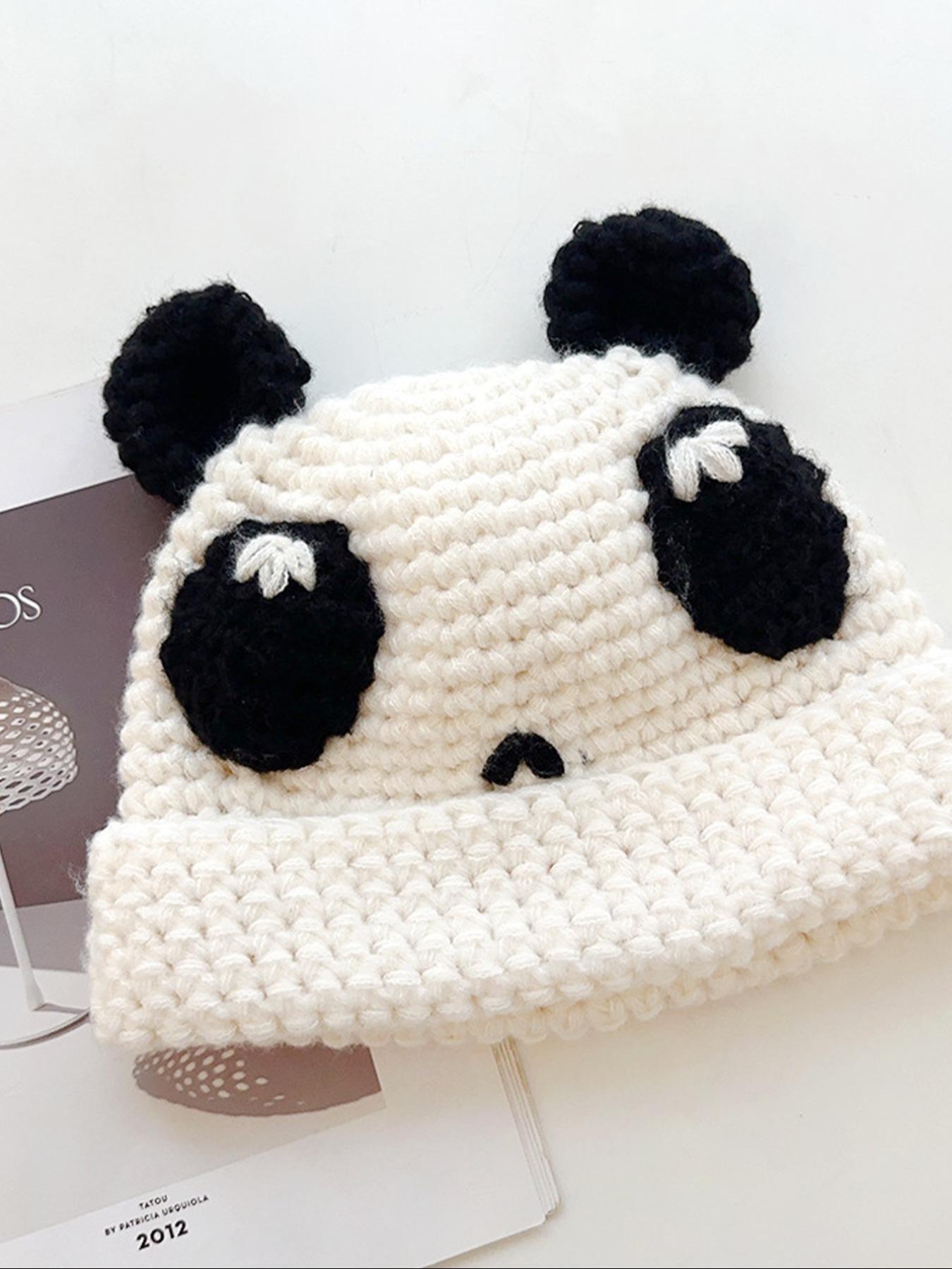 Cute Cartoon Clown/Panda Design Beanie Hat, Casual Thickened Windproof Braided Crochet Warm Knit Hat for Fall & Winter, Fashion Accessories for Both Men & Women, Animal Hats