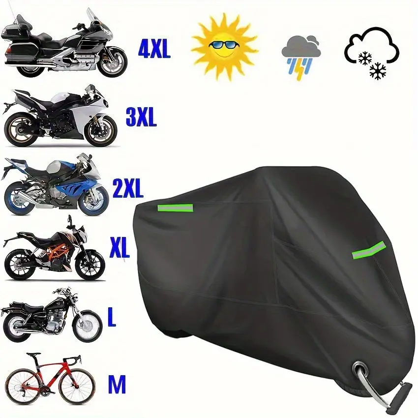 Motorcycle cover, black spray paint brush, reflective electric vehicle cover, suitable for all seasons, durable quality outdoor sun protection pedal vehicle cover, tear-resistant, suitable for all seasons, Protector