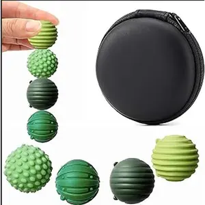 4 Pack Mixed Textured Silicone Fidget Balls Set, Multi Tactile Spiky & Ribbed Massage Squeeze Balls with Portable Zipper Storage Case, Portable Desktop Stress Relief Toy for Indoor Leisure, Anxiety Relief Gift for Adults & Kids